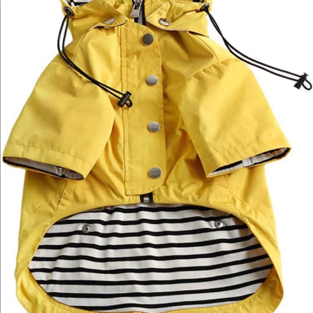 Dog yellow raincoat with hood and double lining medium